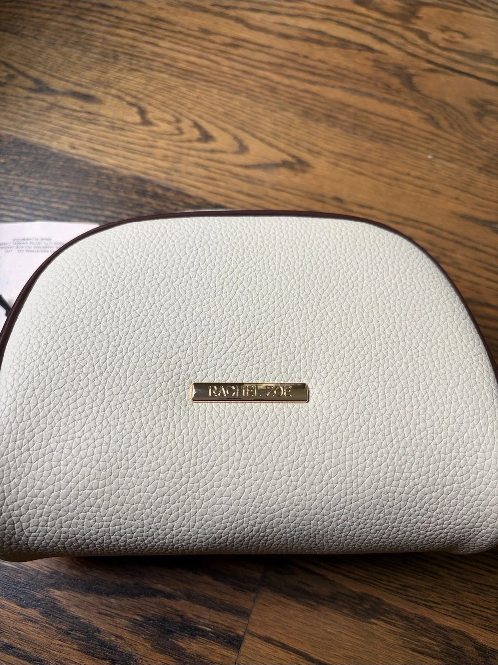 NWT Rachel Zoe Cosmetic Pouch w Brown Trim
